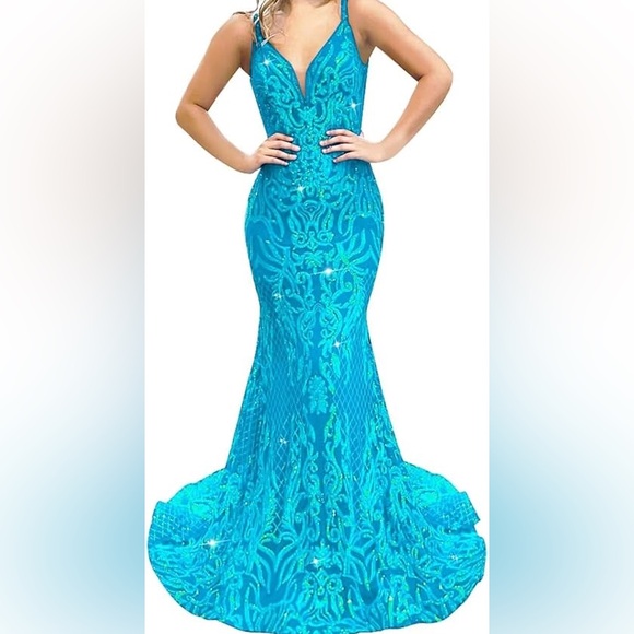 Jovani Dresses & Skirts - Jovani Turquoise Prom Dress excellent condition wore once